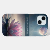Mystieke Volle Maan Lotus met Aangepaste Naam Case-Mate iPhone Case (Achterkant (horizontaal))