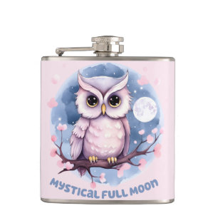 Mystieke Volle Maan – Pastel Paarse Nacht Hemel -  Heupfles