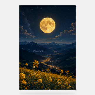 Mystieke Vollemaan Bergvallei Acryl Wanddecoratie Bord
