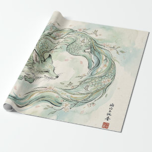 Mystieke Vos Draak Waterverf Kunst (1) Cadeaupapier
