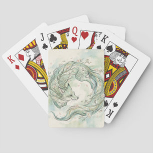 Mystieke Vos Draak Waterverf Kunst (1) Pokerkaarten