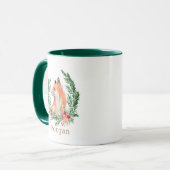 Mystieke vos evergreen krans monogram Mok (Voorkant links)