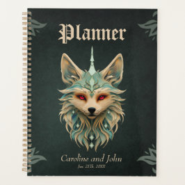 Mystieke vos met doordringende rode ogen planner