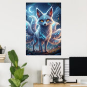 Mystieke Vossen Geest – Fantasie Nacht Poster Kuns (Thuiskantoor)