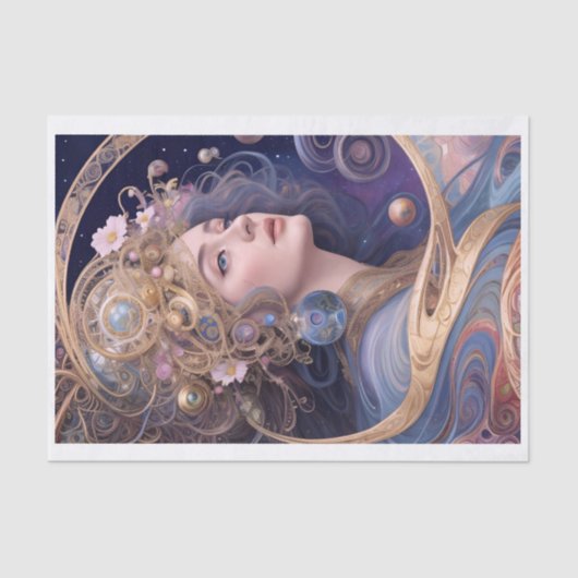 Mystieke Vrouw Decoupage Weefseldocument Tissuepapier (Voorkant)