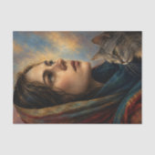 Mystieke vrouw en kat decoupage tissuepapier (Voorkant)