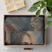 Mystieke vrouw en kat decoupage tissuepapier (Geschenk)