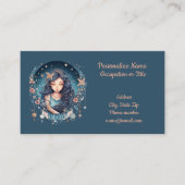 Mystieke Vrouw Hemelse Maan Sterren Spiritueel Visitekaartje (Voorkant)