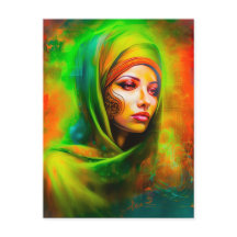 Mystieke vrouw in neonkleuren