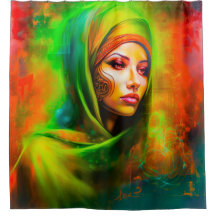 Mystieke vrouw in neonkleuren