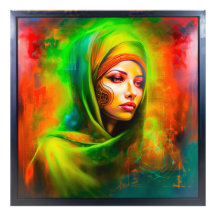 Mystieke vrouw in neonkleuren