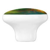 Mystieke vrouw in neonkleuren keramische knop (Zijkant)