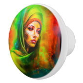 Mystieke vrouw in neonkleuren keramische knop (Rechts)