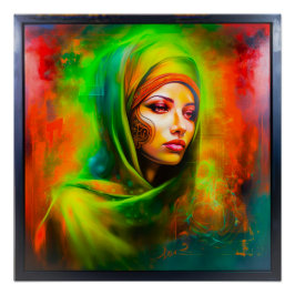 Mystieke vrouw in neonkleuren perfect poster