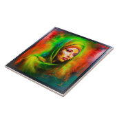 Mystieke vrouw in neonkleuren tegeltje (Zijkant)