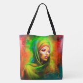 Mystieke vrouw in neonkleuren tote bag (Achterkant)