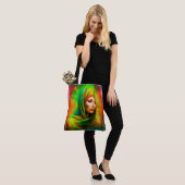 Mystieke vrouw in neonkleuren tote bag (Op model)