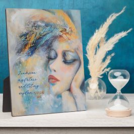 Mystieke Vrouw met Veder Tabletop Plaque met Ezel Fotoplaat