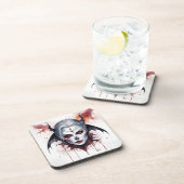Mystieke Vrouw Vampier Waterverf Halloween Bier Onderzetter (Rechterzijde)
