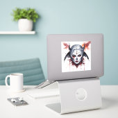 Mystieke Vrouw Vampier Waterverf Halloween Sticker (Laptop op bureau)