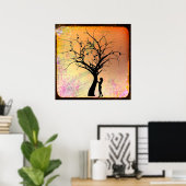 Mystieke vrouwen en bomen Silhouette Poster (Thuiskantoor)