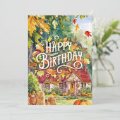 Mystieke Warm Bossen Herfst Herfst Happy Birthday Kaart (Staand voorkant)