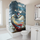 Mystieke Water Heart en Zonsondergang Reflectie Douchegordijn (In situ)