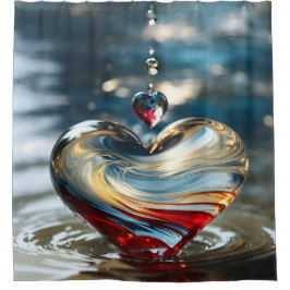 Mystieke Water Heart en Zonsondergang Reflectie Douchegordijn