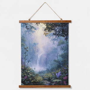 Mystieke Waterval Gloed Betoverd Bos Kunst Hangend Wandkleed