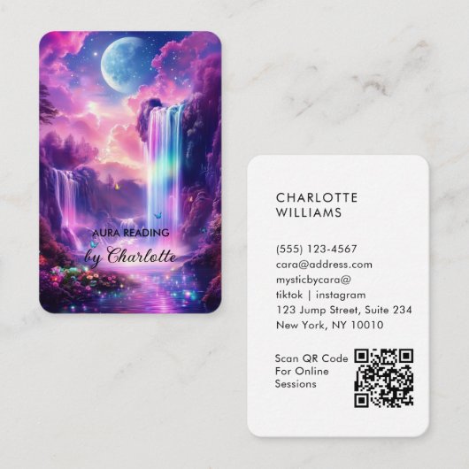 Mystieke waterval QR-code Visitekaartje (Voorkant / Achterkant)