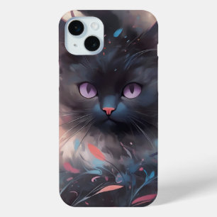 Mystieke Waterverf Black Cat Schattigee kat iPhone 15 Mini Hoesje