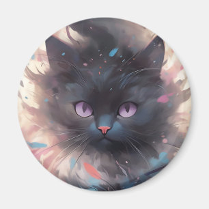 Mystieke Waterverf Black Cat   Schattigee kat Magneet