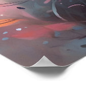 Mystieke Waterverf Black Cat | Schattigee kat Poster (Hoek)