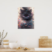 Mystieke Waterverf Black Cat | Schattigee kat Poster (Keuken)