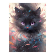 Mystieke Waterverf Black Cat | Schattigee kat