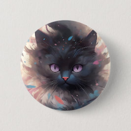 Mystieke Waterverf Black Cat | Schattigee kat Ronde Button 5,7 Cm