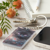 Mystieke Waterverf Black Cat | Schattigee kat Sleutelhanger (Voorkant Rechts)