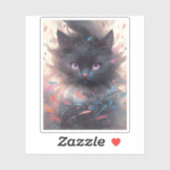 Mystieke Waterverf Black Cat | Schattigee kat Sticker (Vel)