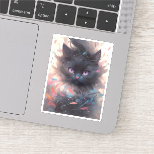 Mystieke Waterverf Black Cat   Schattigee kat Sticker