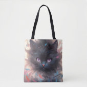 Mystieke Waterverf Black Cat | Schattigee kat Tote Bag (Voorkant)