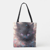 Mystieke Waterverf Black Cat | Schattigee kat Tote Bag (Achterkant)