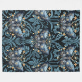 Mystieke Waterverf Blauwe en Gouden Nachtmot Fleece Deken (Voorkant (Horizontaal))