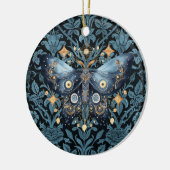 Mystieke Waterverf Blauwe en Gouden Nachtmot Keramisch Ornament (Links)