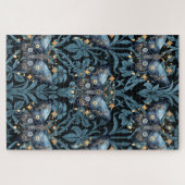 Mystieke Waterverf Blauwe en Gouden Nachtmot Legpuzzel (Horizontaal)