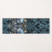 Mystieke Waterverf Blauwe en Gouden Nachtmot Yogamat (Achterkant (horizontaal))