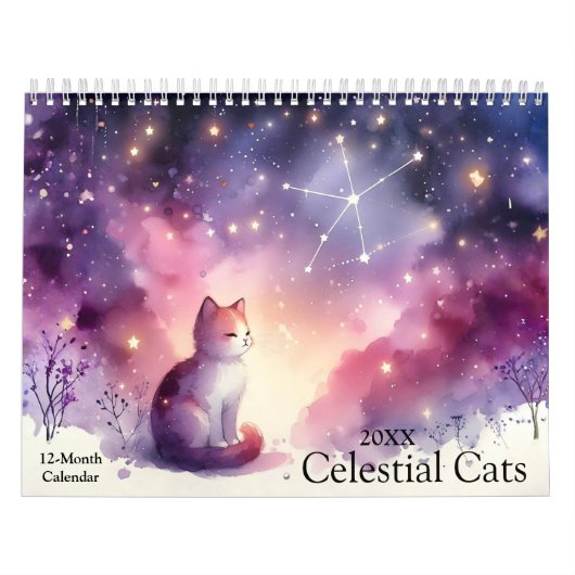 Mystieke Waterverf Celestial Cats 2026 Wall Kalender (Hoes)
