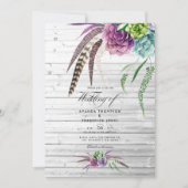 Mystieke Waterverf Succulente Bohemiaanse bruiloft Kaart (Voorkant)