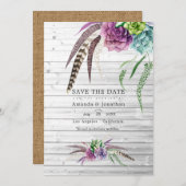 Mystieke Waterverf Succulente Bohemiaanse bruiloft Save The Date (Voorkant / Achterkant)