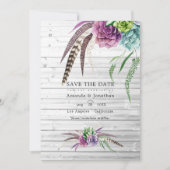 Mystieke Waterverf Succulenten Boheemse Bruiloft Save The Date (Voorkant)