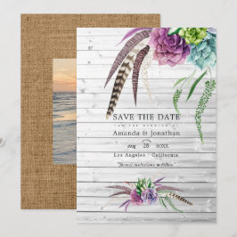 Mystieke waterverf succulenten bohemien bruiloft save the date